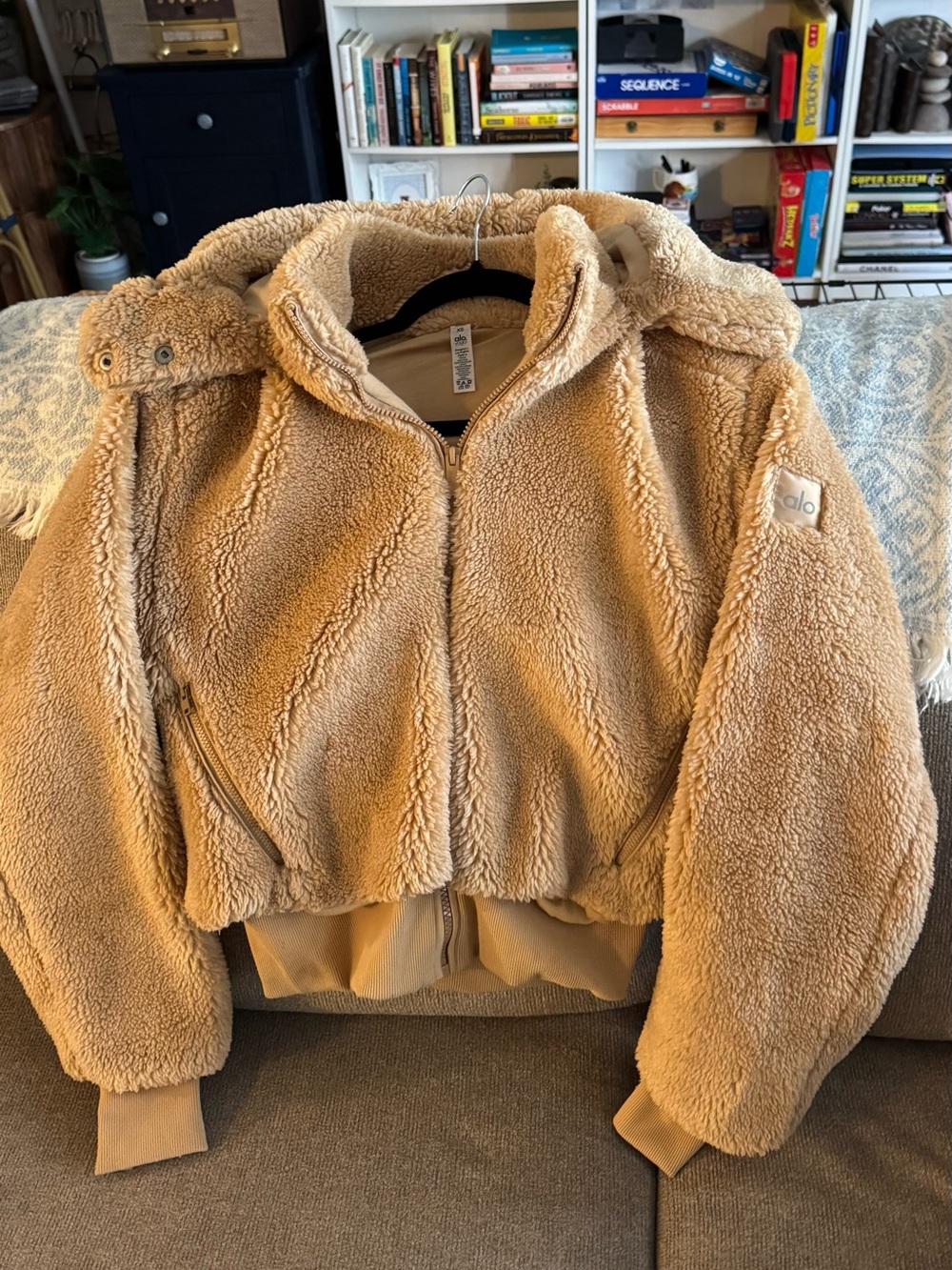 ALO foxy sherpa jacket in camel
